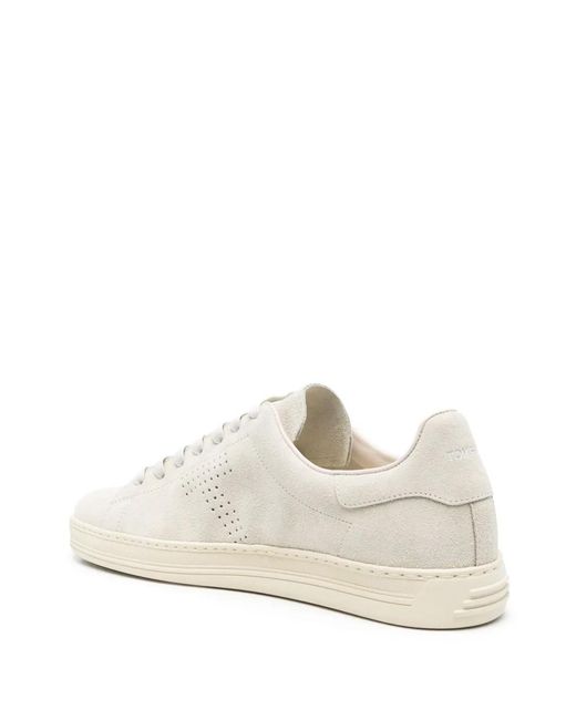 Tom Ford White Light Suede Sneakers for men