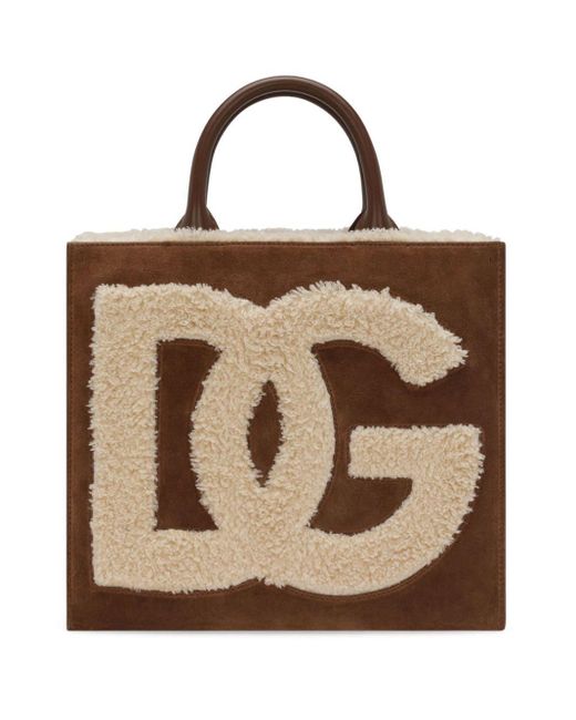 Sac à main logo brodé Dolce & Gabbana en coloris Brown
