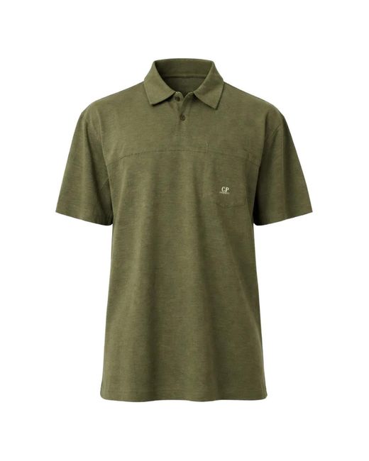 C P Company Green Pocket Short-Sleeve Polo Shirt for men