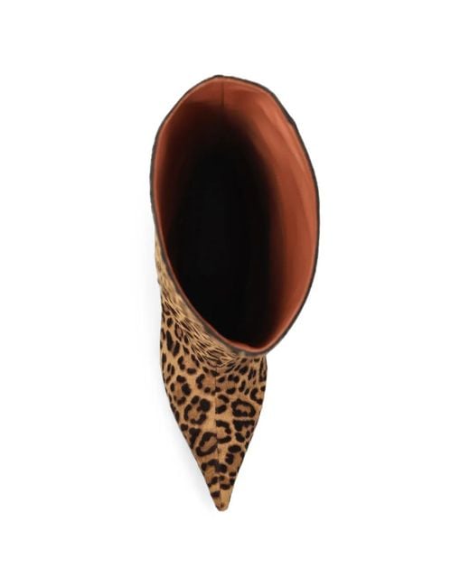 AMINA MUADDI Brown Fiona Leopard-Print Knee-High Boots