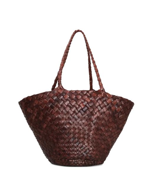 Dragon Diffusion Brown Egola Interwoven Leather Tote Bag