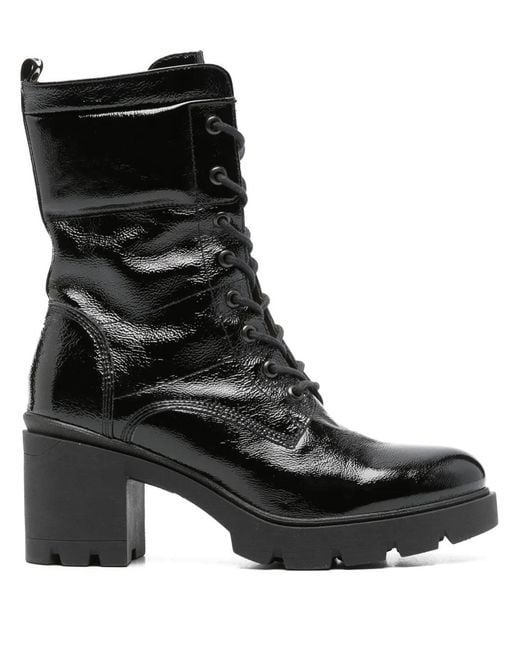 Nero Giardini Black Leather Combat Boots