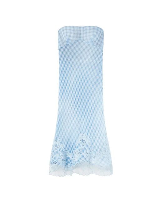 Ermanno Scervino Blue Check-Pattern Midi Dress