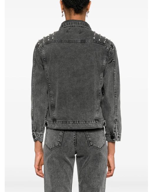 Ana Radu Black Crystal-Embellished Denim Jacket