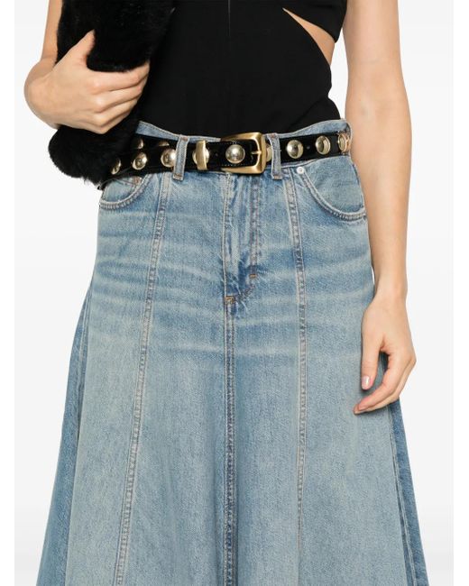 Haikure Blue Flared Midi Skirt