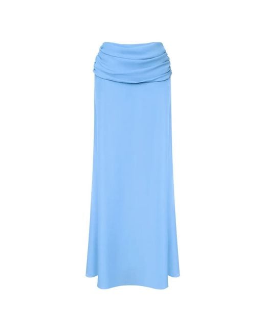 POST MERIDIEM Blue Draped Chiffon Maxi Skirt