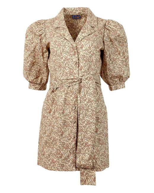 Vestido Casitas con manga farol LHD de color Natural