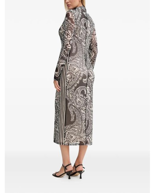 MARC AUREL Black Patterned Midi Dress