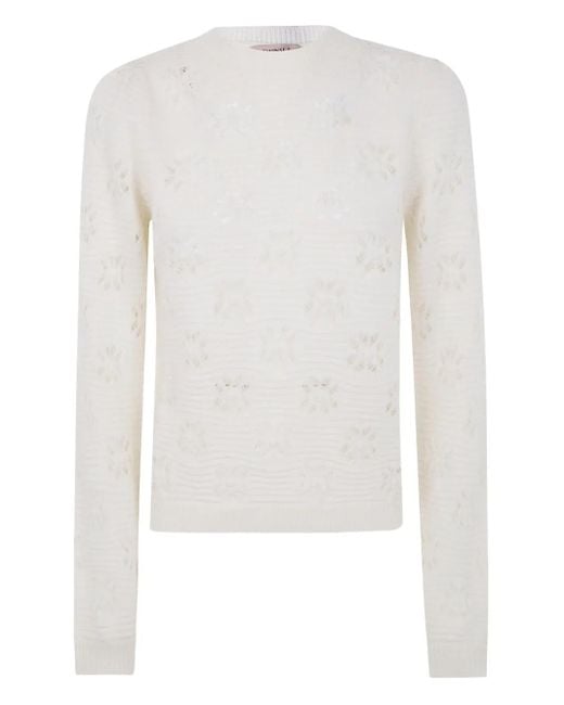 Twinset White Open-Knit Sweater