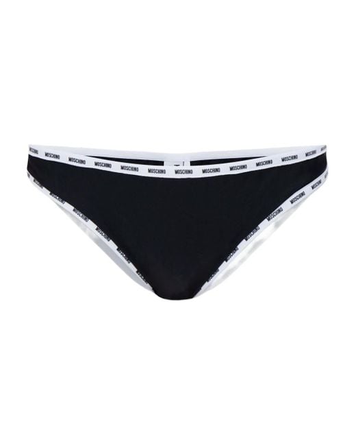 Moschino Black Logo-Trim Bikini Bottoms