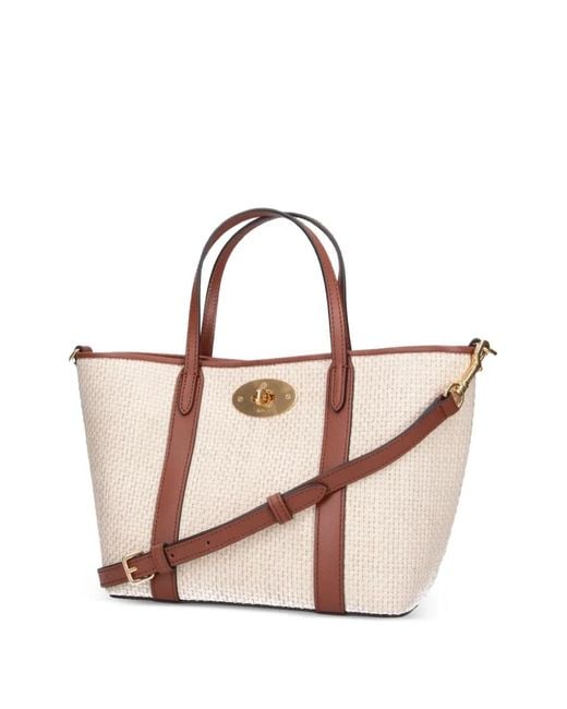 Mulberry White Bayswater Woven Mini Tote Bag