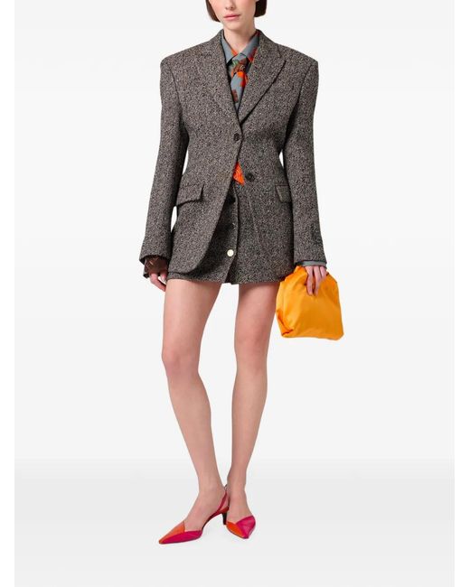 MSGM Gray Button-Down Mini Skirt