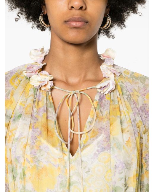 Blusa Harmony Billow con estampado floral Zimmermann de color Natural
