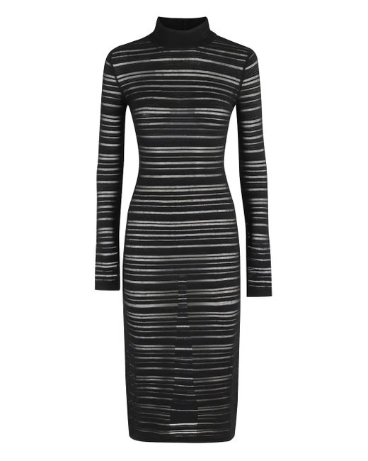 FEDERICA TOSI Black High-Neck Striped Midi Dress