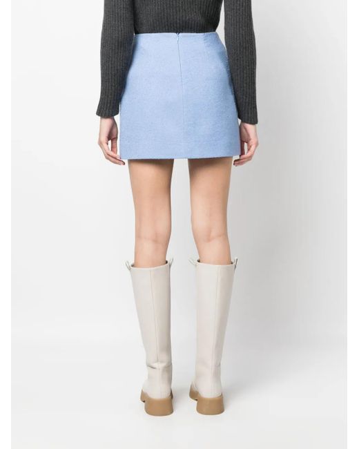 Patou Blue Linen-Blend Miniskirt