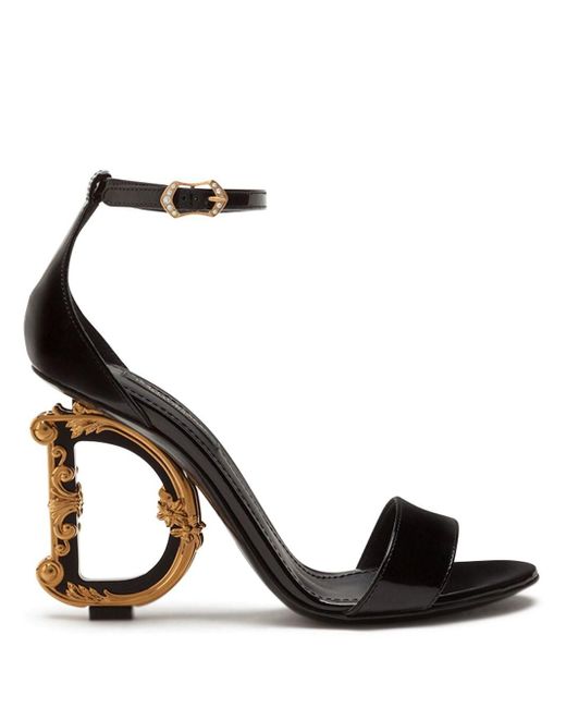 Sandalias de becerro lúcido con tacón DG barroco Dolce & Gabbana de Cuero  de color Negro: ahorra un 3 % | Lyst