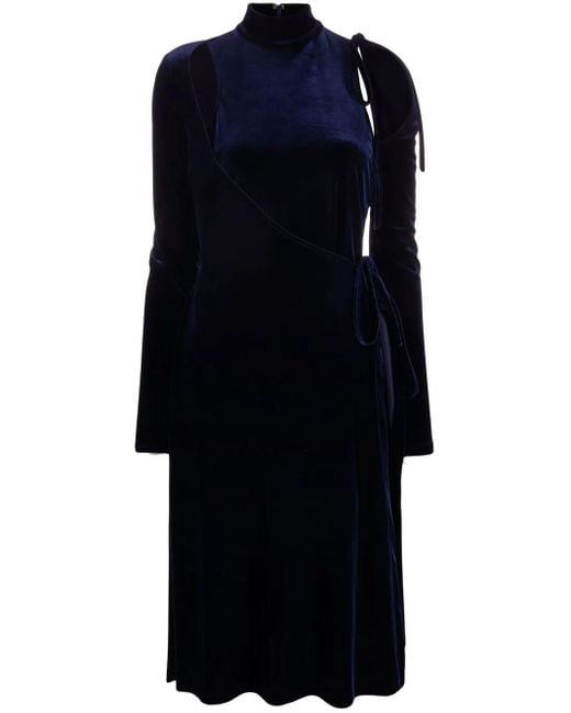 Versace Jeans Couture Blue Cut-Out Velvet Wrap Dress