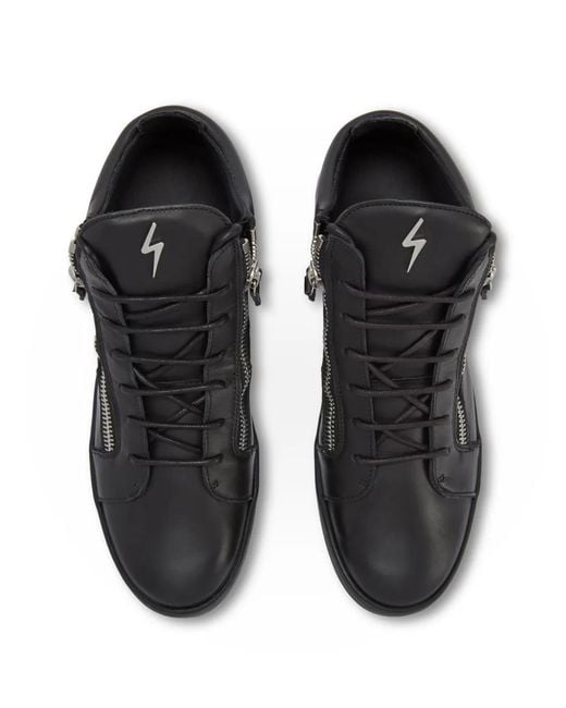 Giuseppe Zanotti Blue Kriss Leather Mid-Top Sneakers for men