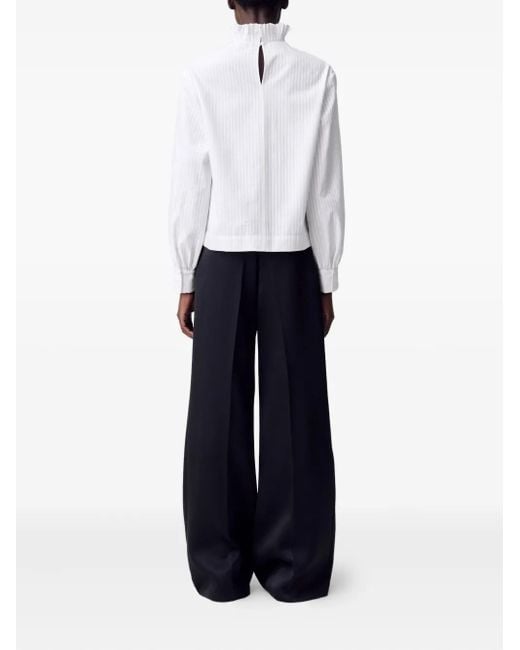 Claudie Pierlot White Heart-Embellished Striped Blouse