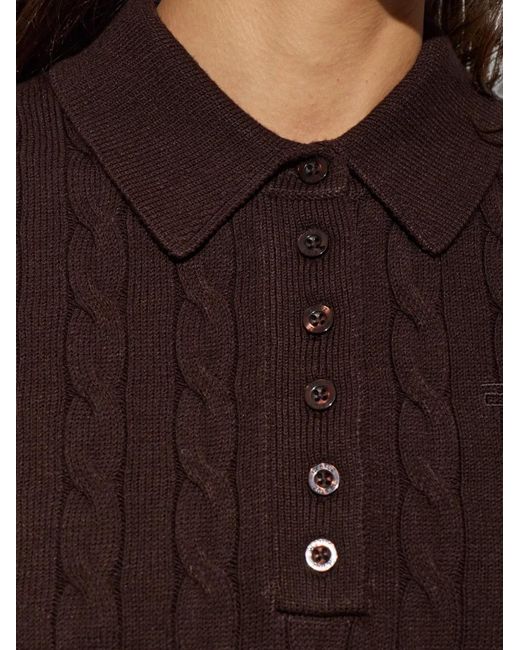 Gestuz Red Cable-Knit Polo Sweater