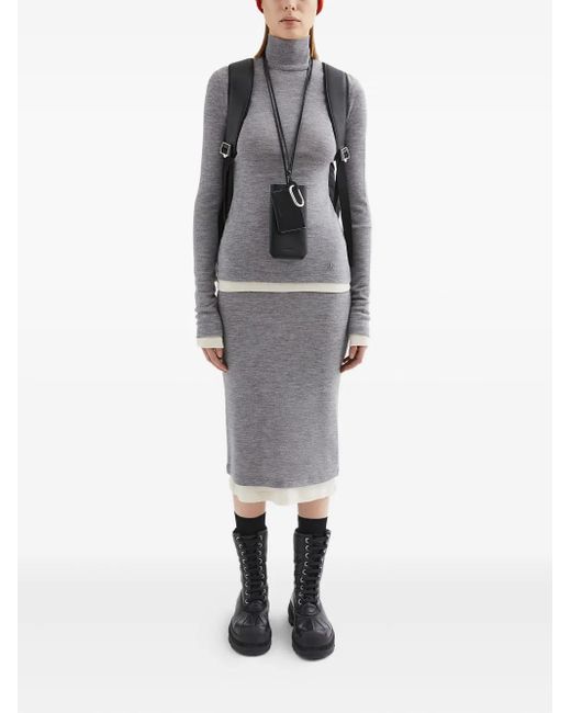 Jil Sander Gray Lightweight Wool Layered Skirt
