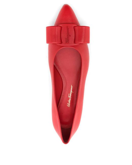 Ferragamo Viva フラットパンプス Red