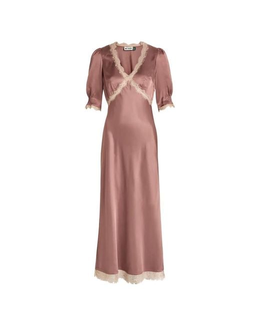 Rixo Pink Annina Lace-Trim Midi Dress
