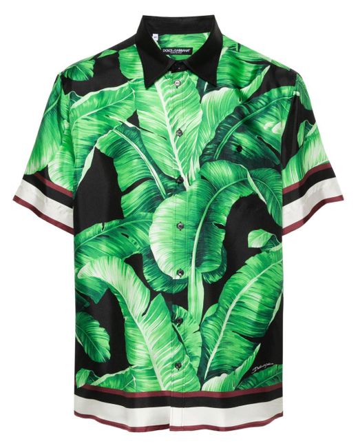 Camisa con estampado de hojas Dolce & Gabbana de hombre de color Green