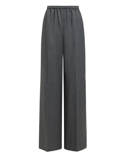 12 STOREEZ Wollen Straight Broek Met Elastische Taille in het Gray