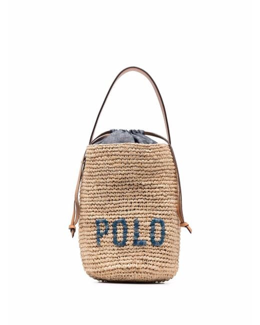 Polo Ralph Lauren Woven Logo Bucket Bag Lyst Australia