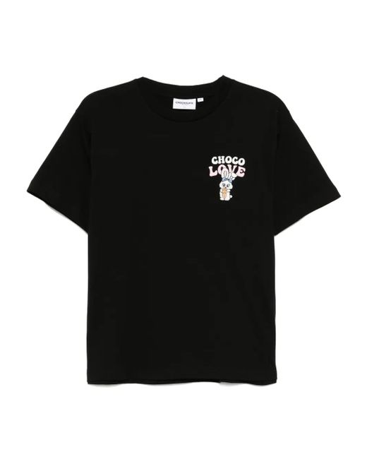 Chocoolate Black Embroidered T-Shirt