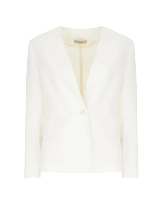 Antonelli White Veste Sans Col À Un Seul Bouton