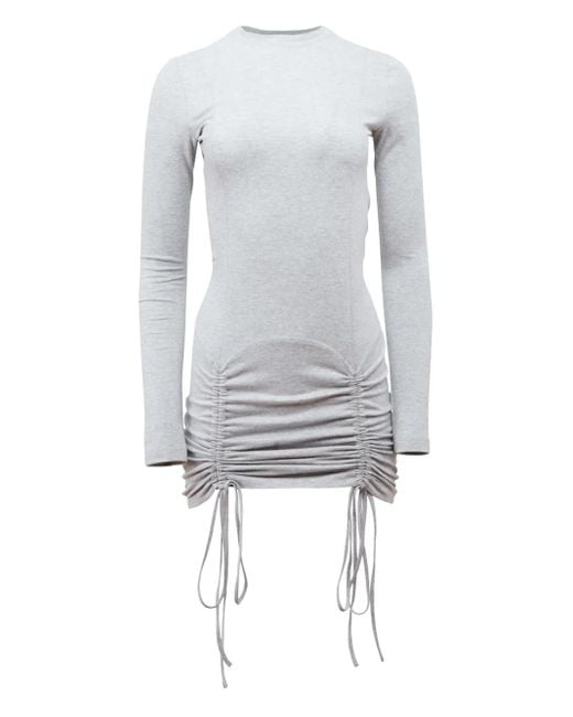 Fleur du Mal Gray Riley Long-Sleeve Drawstring Dress