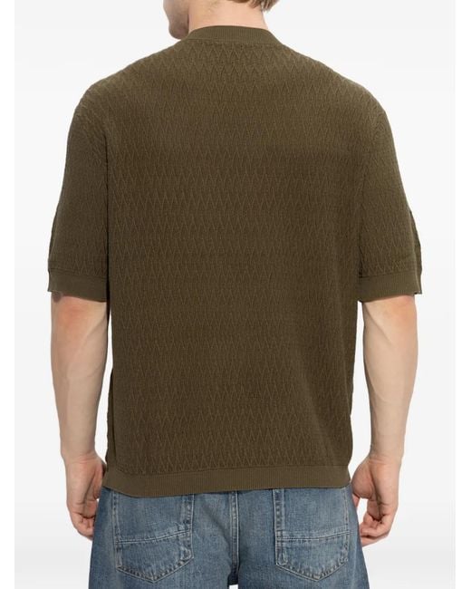 Emporio Armani Green Textured Short-Sleeve T-Shirt for men