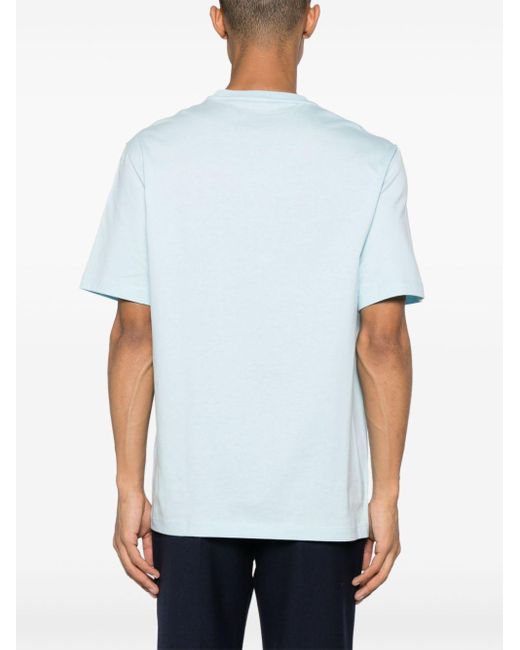 Versace Blue Logo-Embroidered Cotton T-Shirt for men