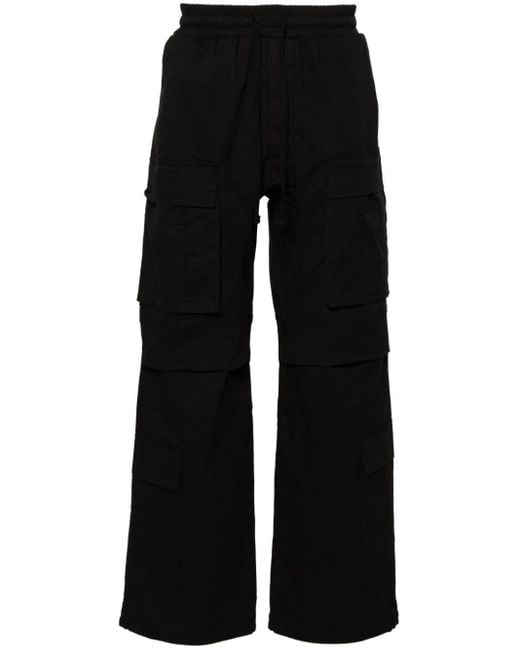 Thom Krom Black Mid-rise Flared Cargo Trousers for men