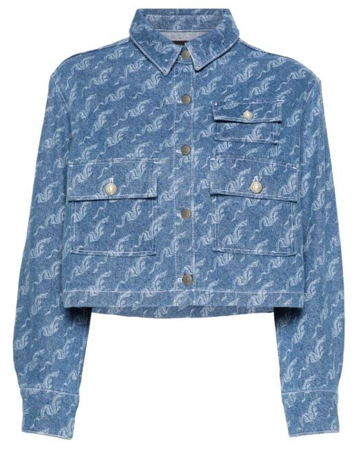 Maje Blue Dragon-pattern Denim Shirt