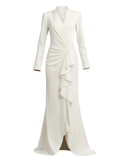 Tadashi Shoji Women's White Markum Long-Sleeve Gown Tadashi Shoji Women's White Markum Long-Sleeve Gown