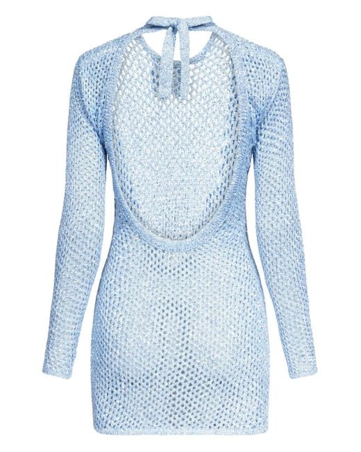 Area Blue Crochet Mini Dress