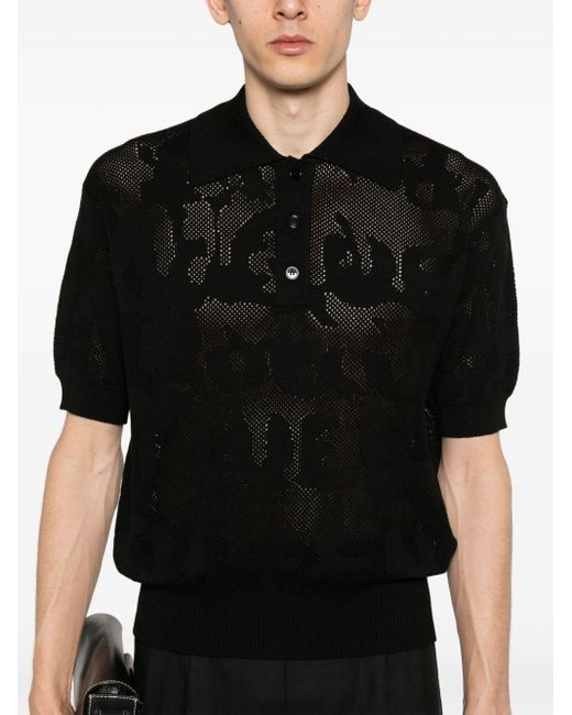 Alexander McQueen Poloshirt mit Lochstrickmuster in Black für Herren