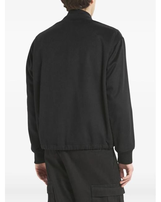 Barena Black Wool Zip-Front Bomber Jacket for men