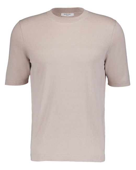 Boglioli Natural Crew-neck Silk-cotton Blend T-shirt for men