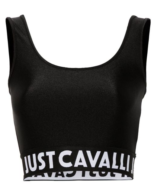 Top corto con logo en la cinturilla Just Cavalli de color Black