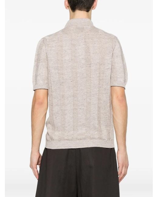 Brunello Cucinelli White Linen And Cotton Blend Polo Shirt for men