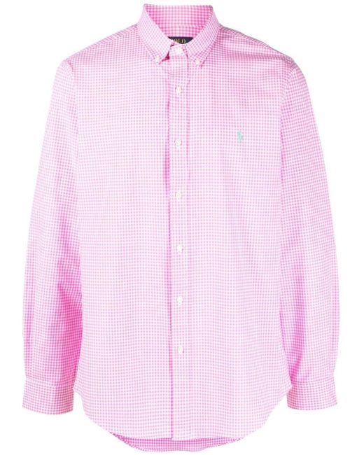 Polo Ralph Lauren Checked Long-sleeved Shirt in Pink for Men | Lyst