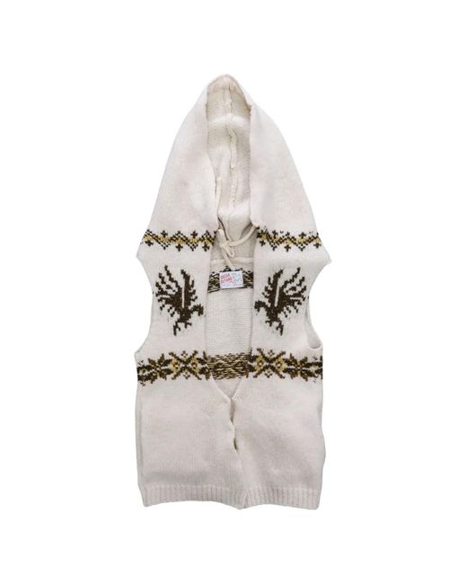 Oscar Ouyang White Eagle Fair Isle Hooded Gilet