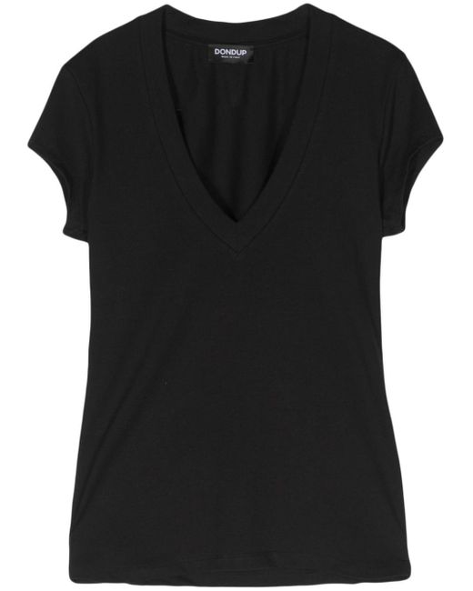 Dondup Black V-neck Cotton T-shirt
