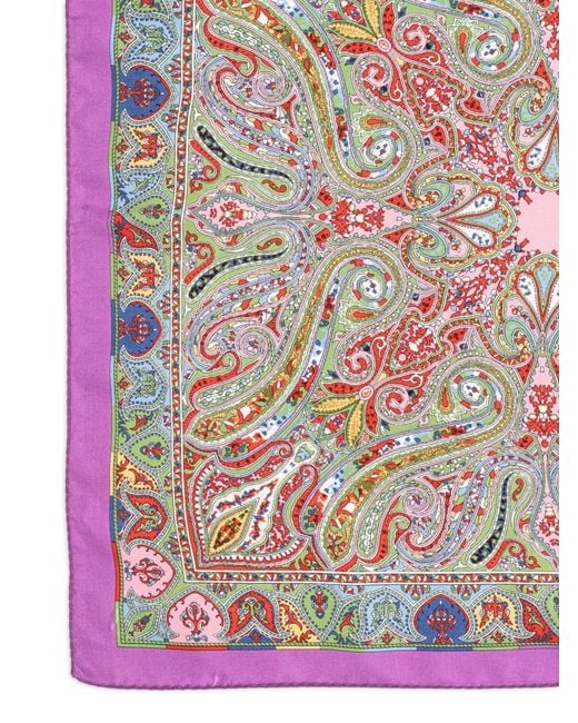 Etro Purple Paisley-Pattern Silk Scarf for men