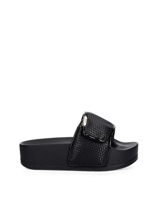 Liu Jo Black Woven-Effect Platform Slides
