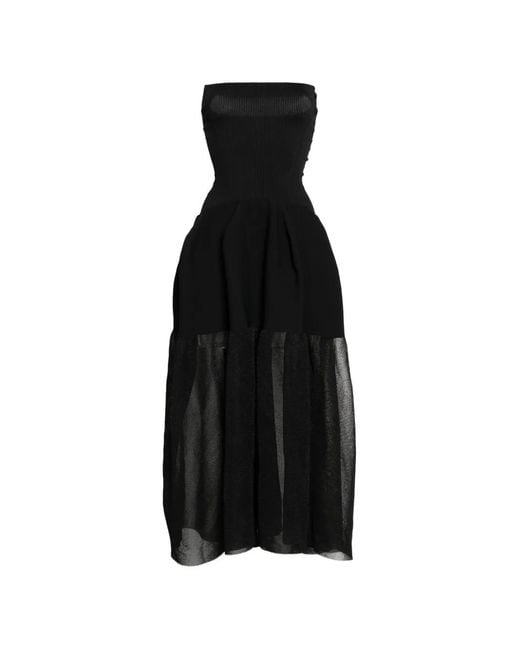 CFCL Black Strapless Ribbed-Knit Dress